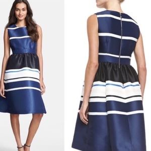 KATE SPADE Rich Navy Holiday Stripe Dress - Fit & Flare